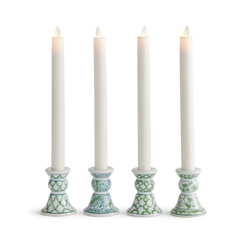 Handpainted Chinoiserie Candlestick Holders, Set of 4