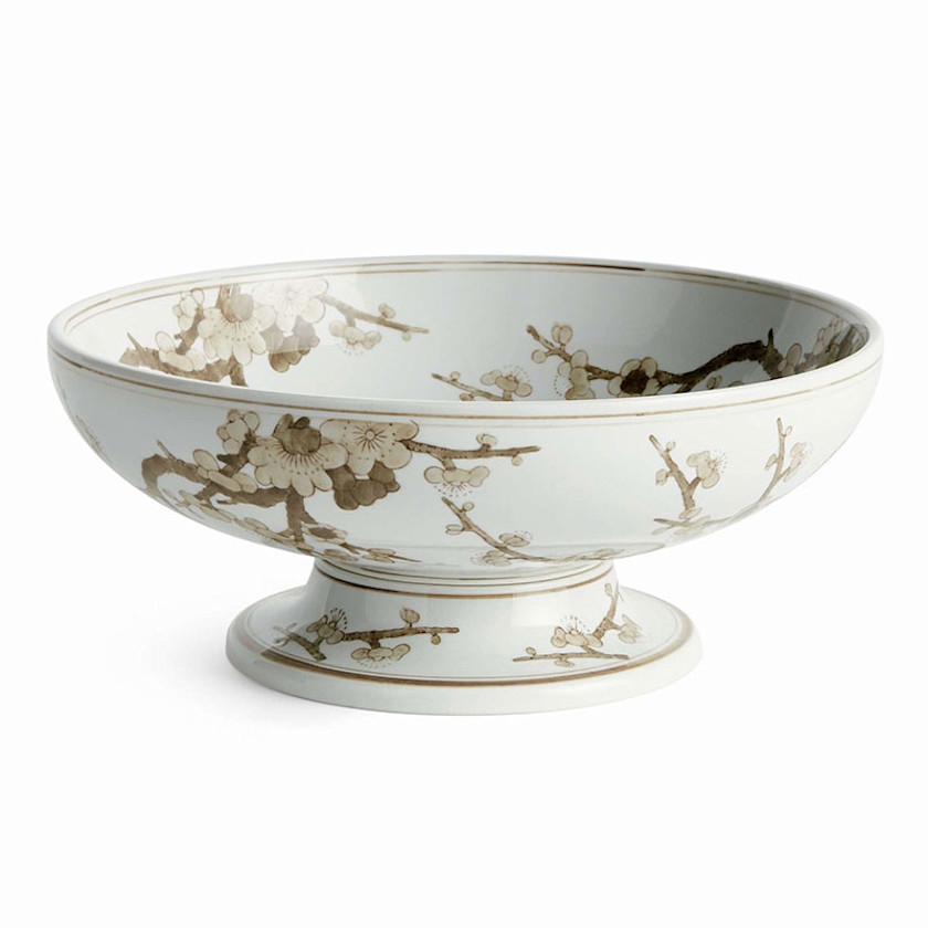 Handpainted Chinoiserie Footed Decor Bowl