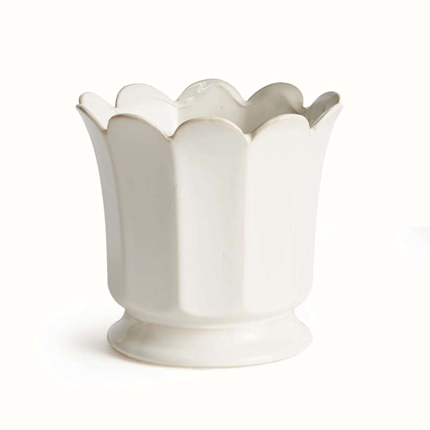 Ceramic Scalloped Footed Cachepot