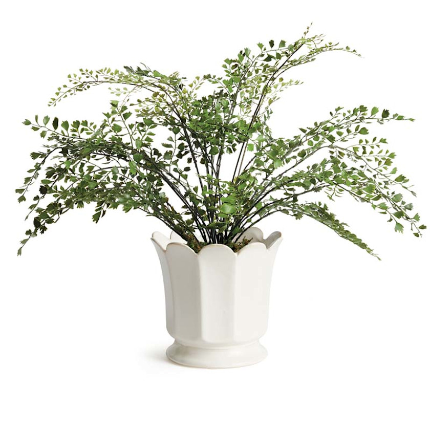 Ceramic Scalloped Footed Cachepot - White, Small,White