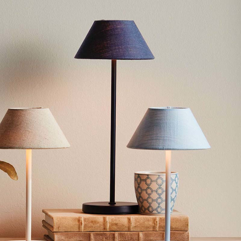 Linen Shade Rechargeable Cordless Lamp,White