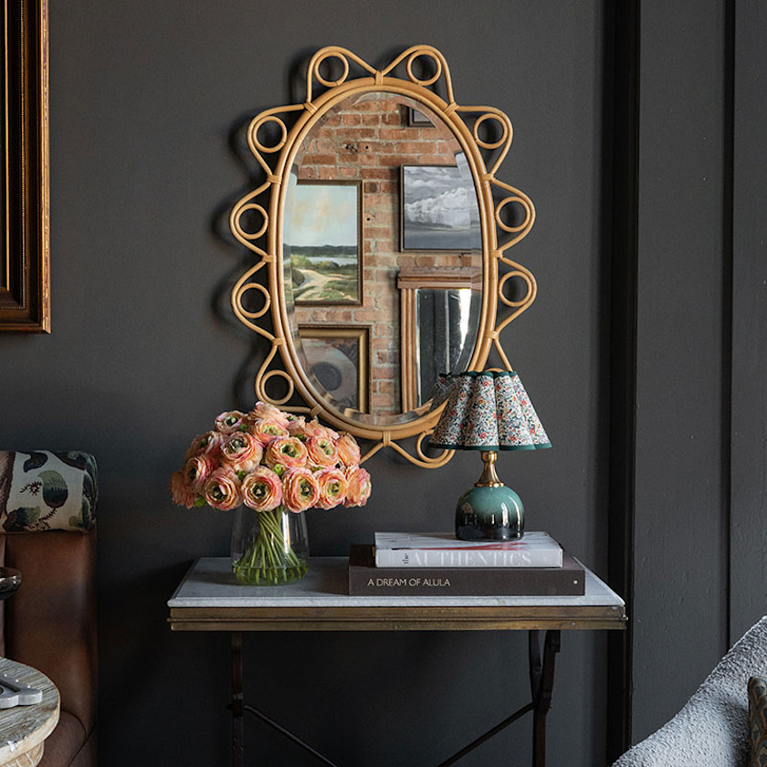 Oval Rattan Wall Mirror,Natural