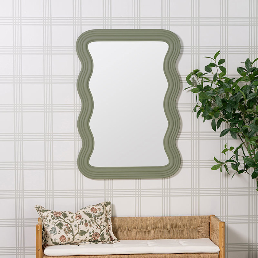 Squiggle Wall Mirror - Green,Green
