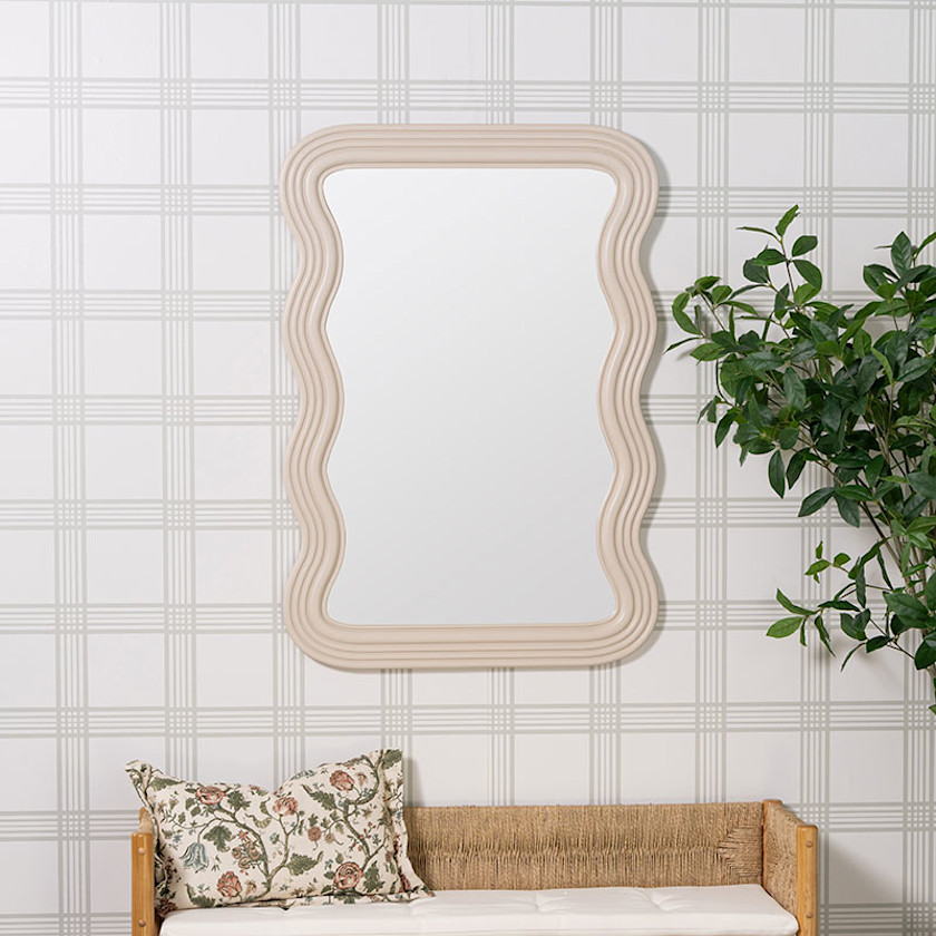 Squiggle Wall Mirror,Natural