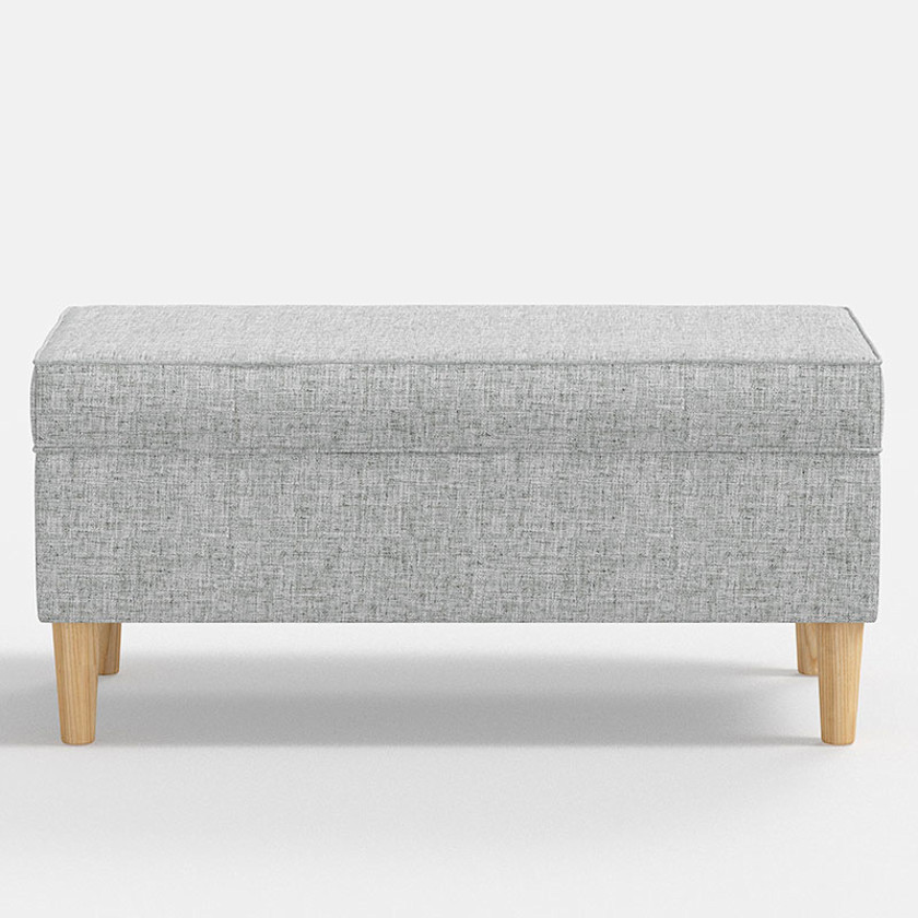 Textured Linen Storage Bench,Pumice