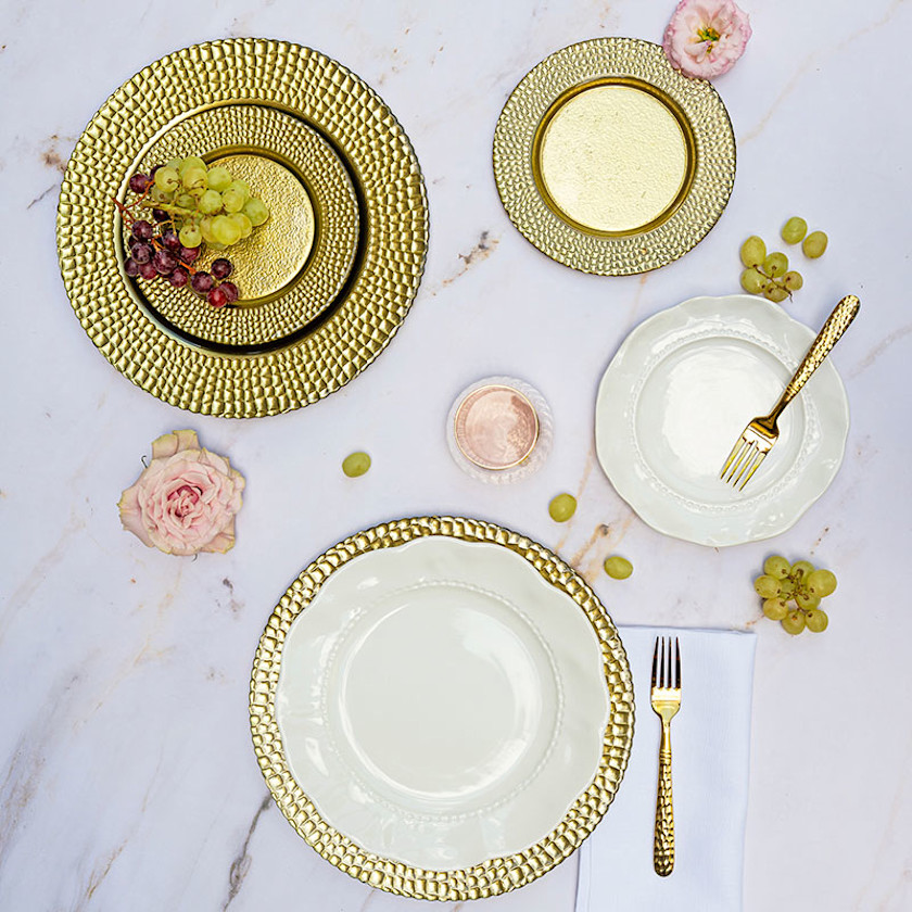 Pelli Glass Salad Plate,Gold