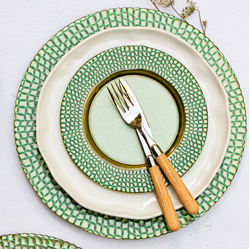 Pelli Glass Salad Plate,Green