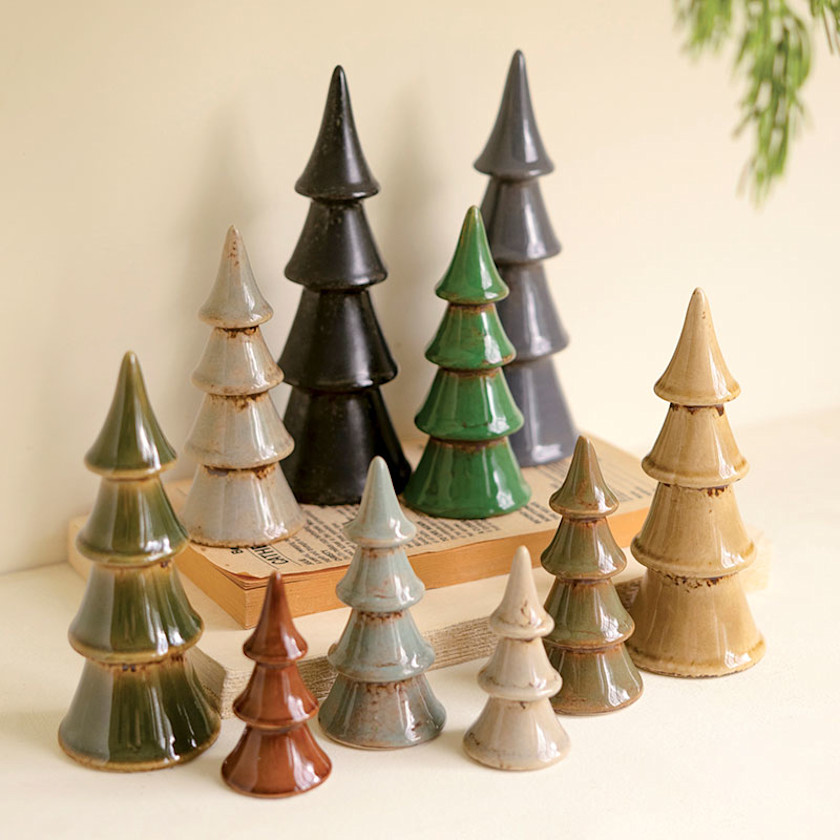 Mini Ceramic Trees, Set of 10 - Multi,Multi