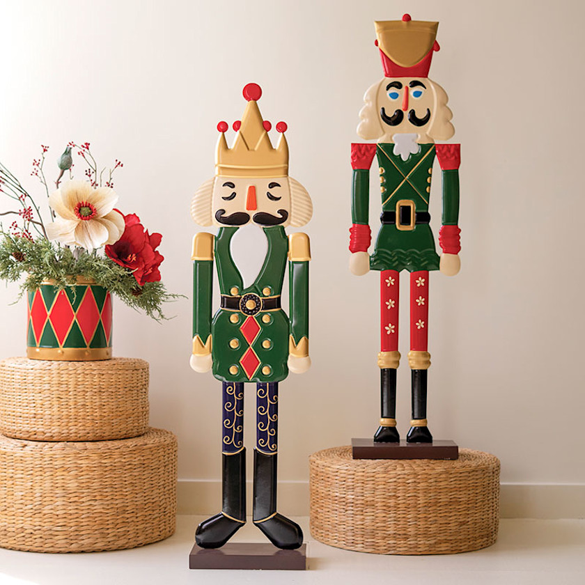 Painted Metal Nutcrackers, Set of 2 - Green Multi,Green Multi