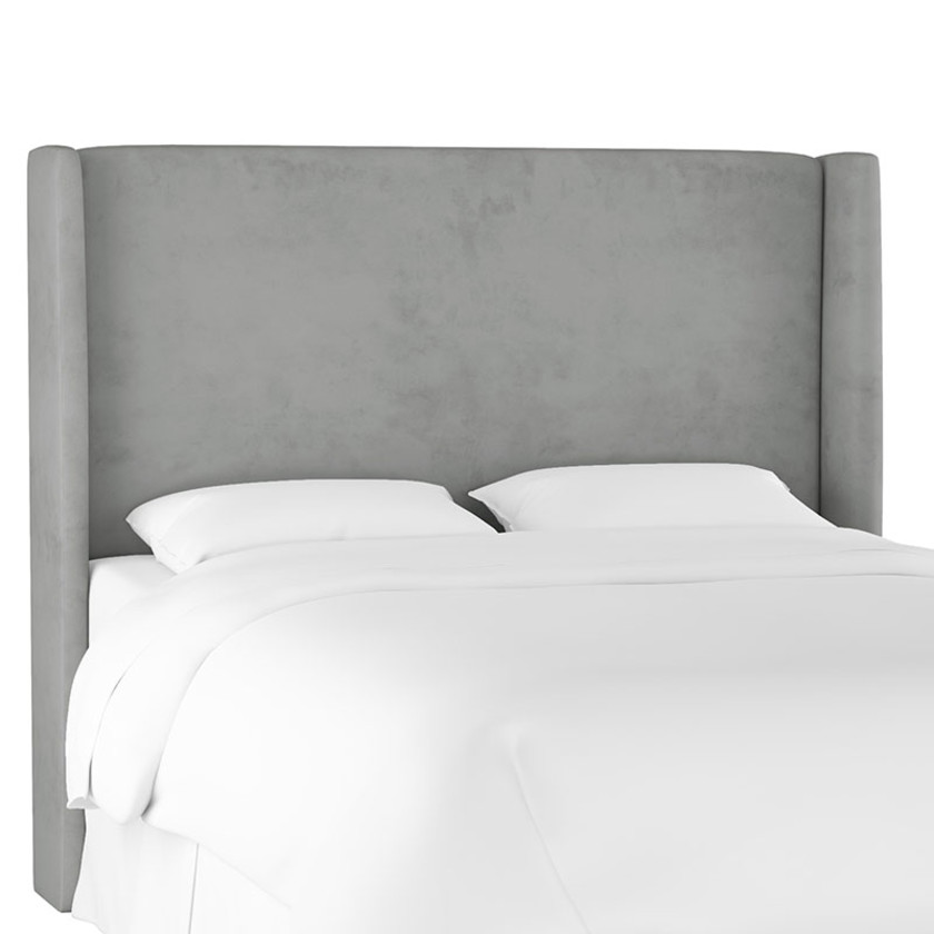Gramercy Velvet Headboard - Steel Gray,Steel Gray