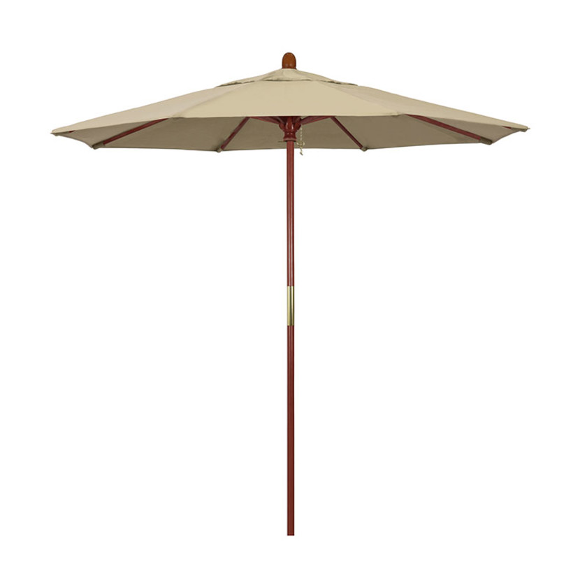 Round Outdoor Patio Umbrella, Wood with Manual Lift