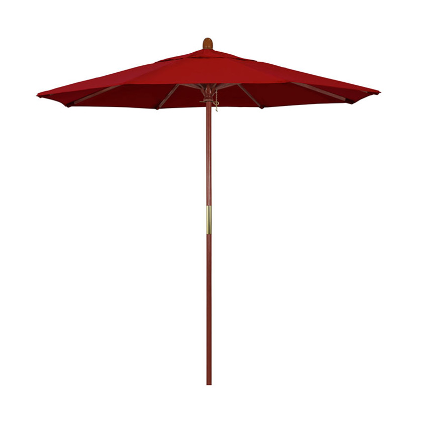Round Outdoor Patio Umbrella, Wood with Manual Lift
