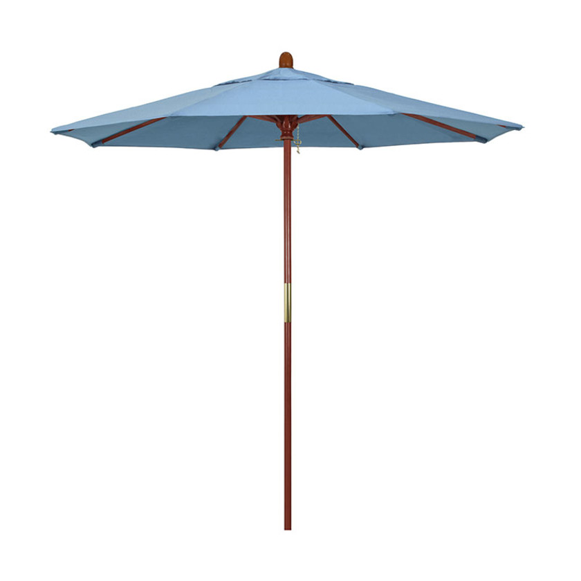 Round Outdoor Patio Umbrella, Wood with Manual Lift