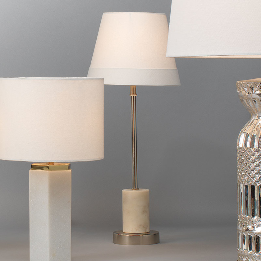 Marble Base Table Lamp - White,White