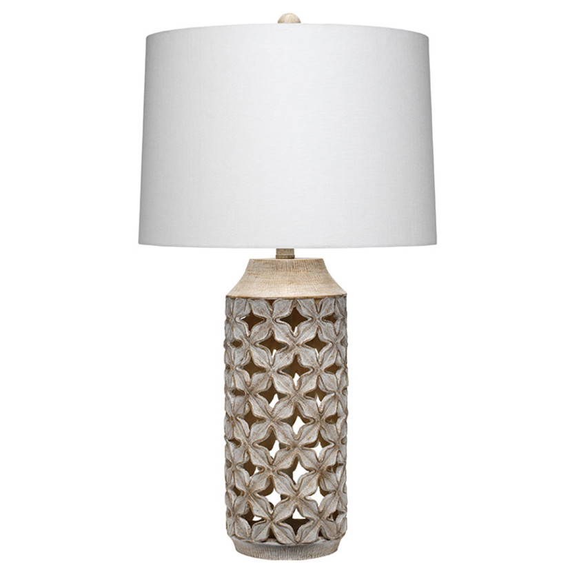Antique White Washed Carved Lattice Table Lamp The Company Store