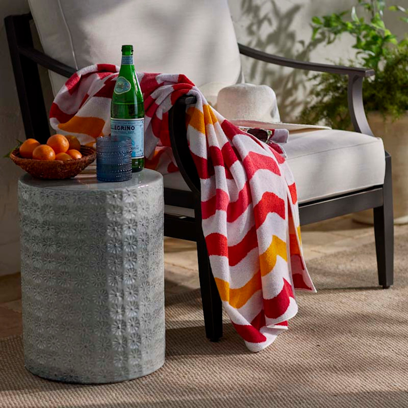 Ceramic Flower Side Table,Light Blue