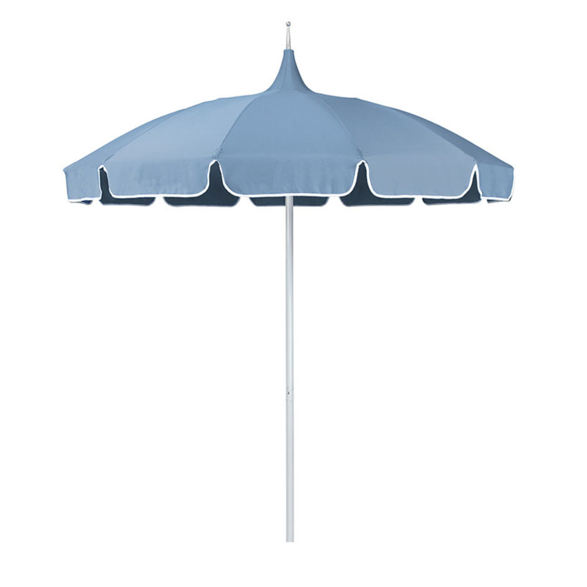 Round Solid Pagoda Outdoor Patio Umbrella, Fiberglass with Push Lift