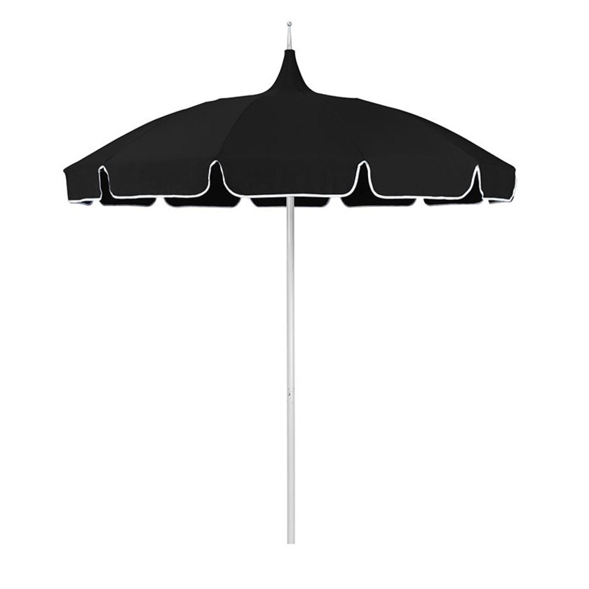Round Solid Pagoda Outdoor Patio Umbrella, Fiberglass with Push Lift