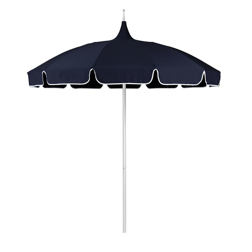 Round Solid Pagoda Outdoor Patio Umbrella, Fiberglass with Push Lift