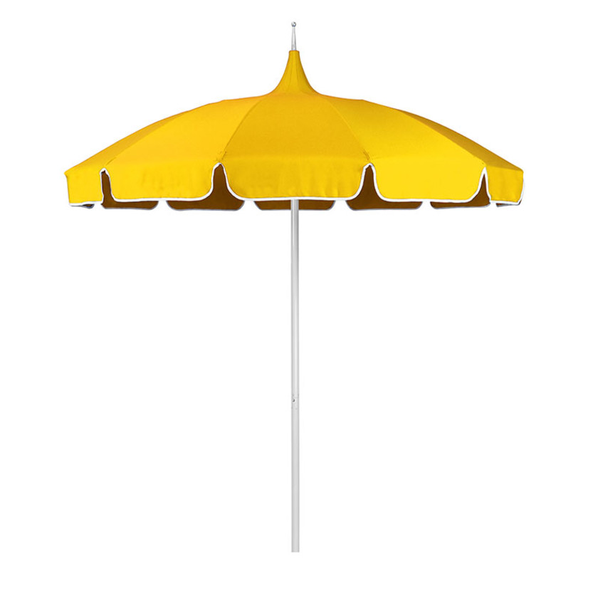 Round Solid Pagoda Outdoor Patio Umbrella, Fiberglass with Push Lift