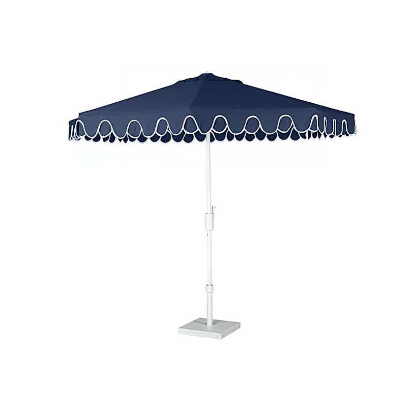 9' Round Double Scallop Outdoor Patio Umbrella, Aluminum with Auto Tilt and Crank Lift