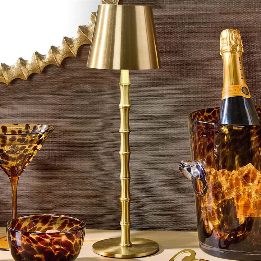 Bamboo Cordless LED Table Lamp,Gold