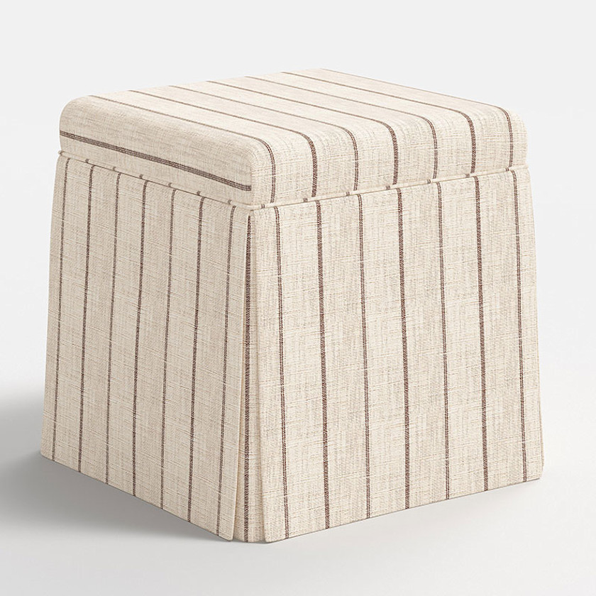 Pin Stripe Skirted Storage Ottoman