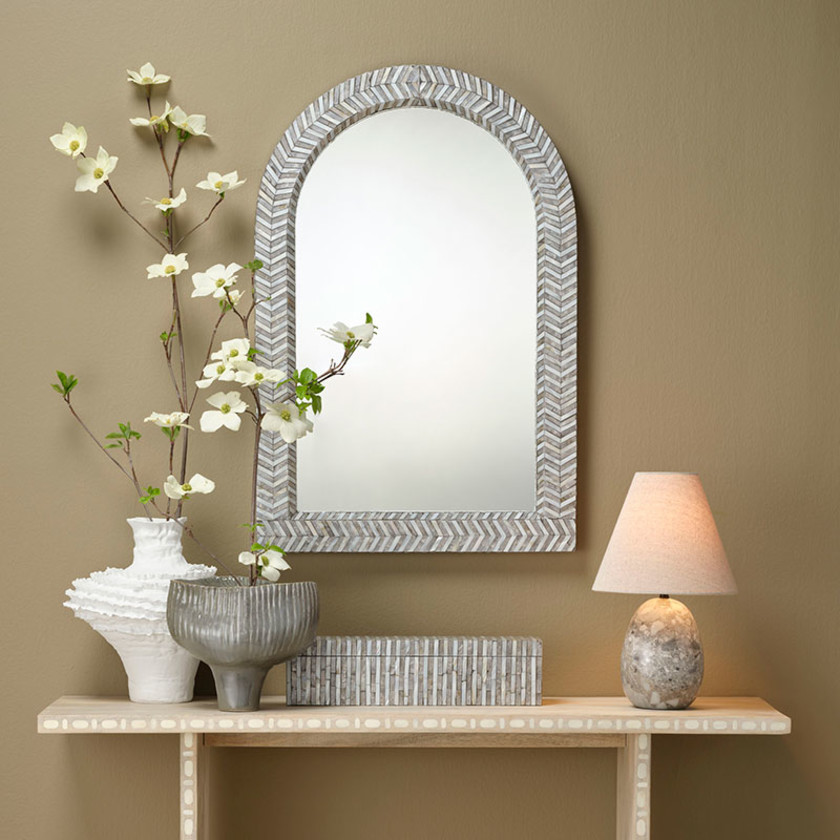 Mother-of-pearl Arch Mirror ,Gray