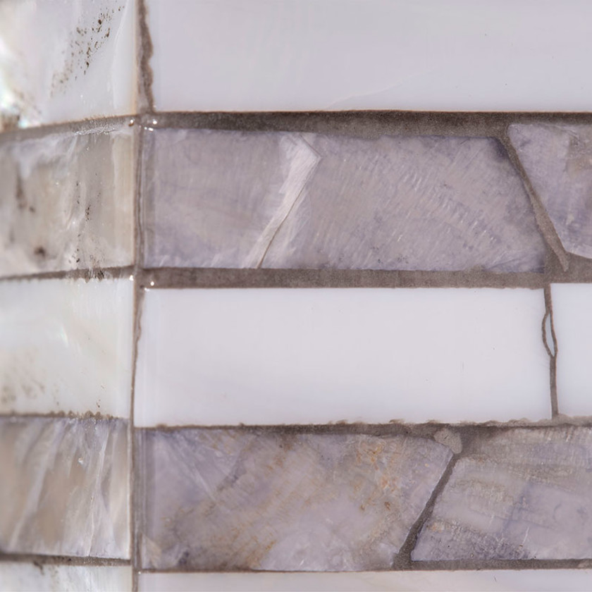Mother-of-pearl Mosaic Rectangle Mirror ,Gray