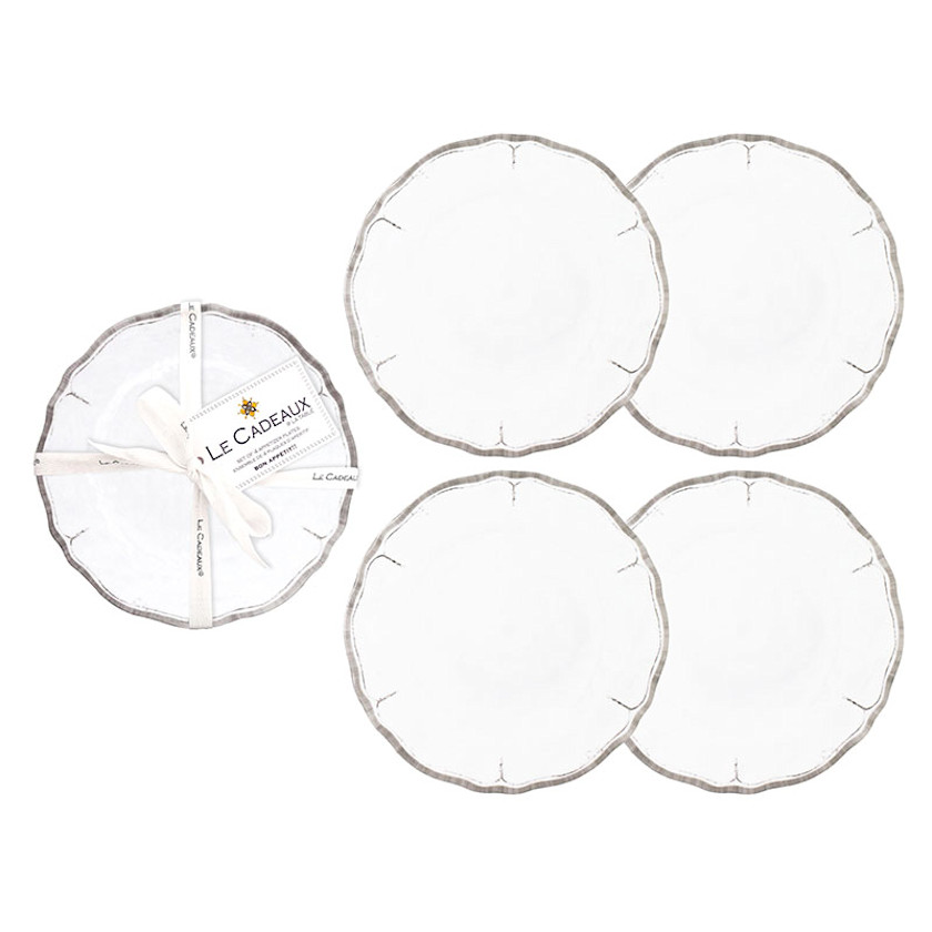 Rustica Antique White Melamine Appetizer Plates, Set of 4 - White,White