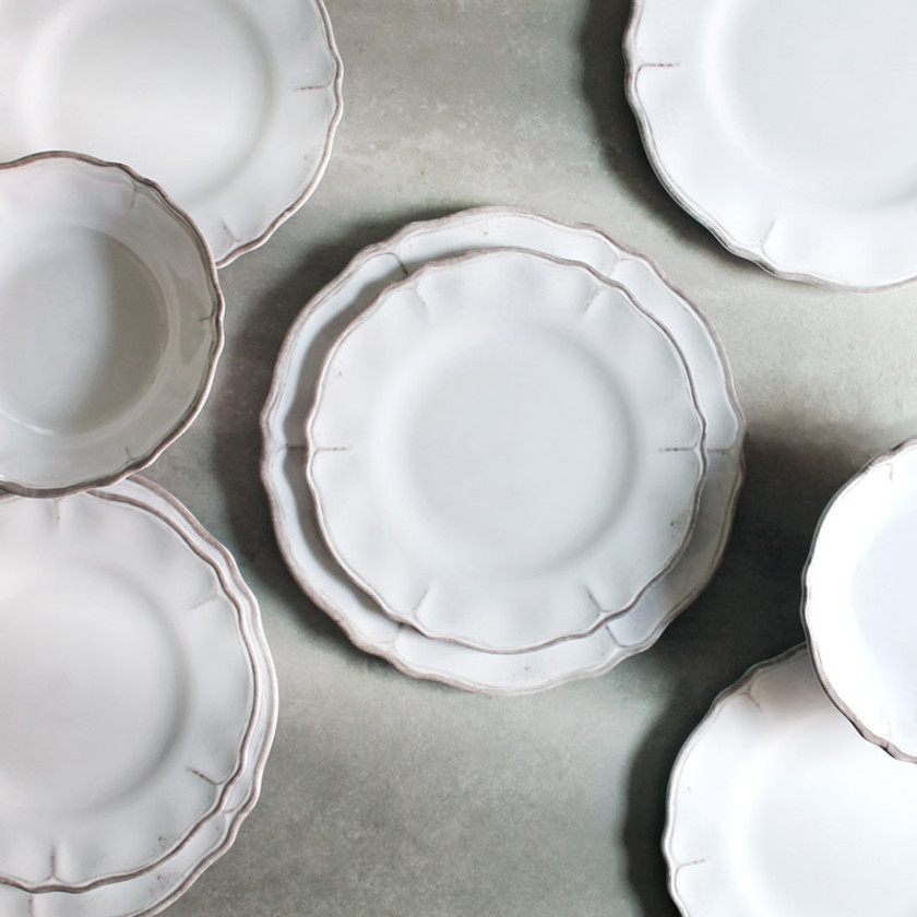 Rustica Antique White Melamine Salad Bowl - White,White