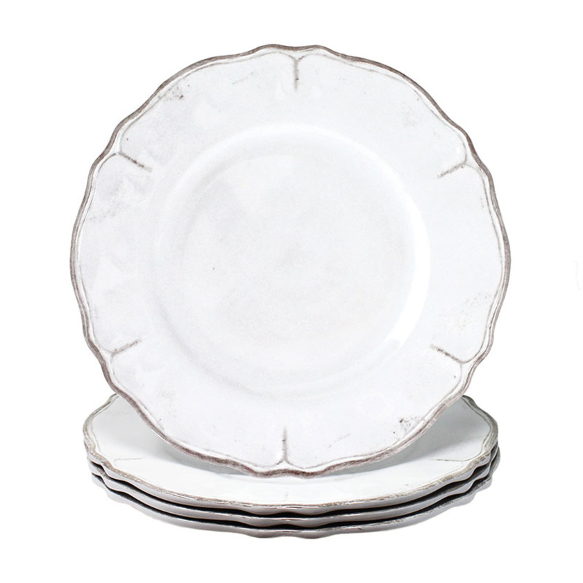 Rustica Antique White Melamine Dinner Plates, Set of 4