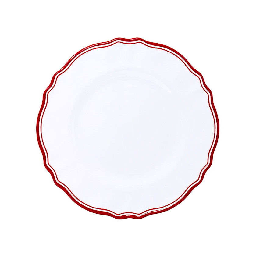 Maison Melamine Salad Plates, Set of 4,White/Red
