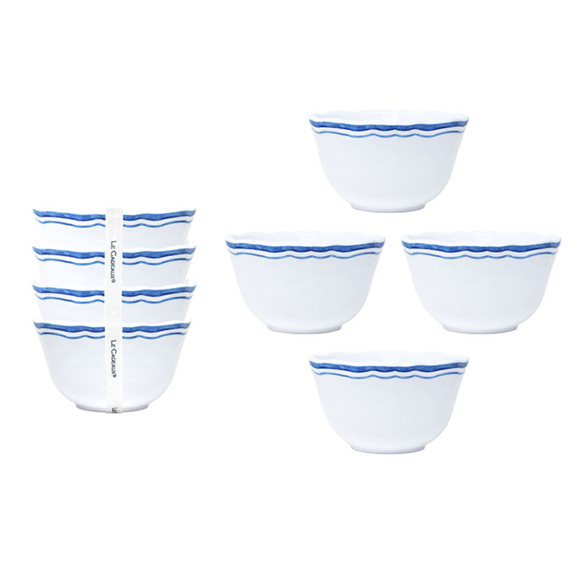 Maison Melamine Dip Bowl, Set of 4 - White/Blue,White/Blue