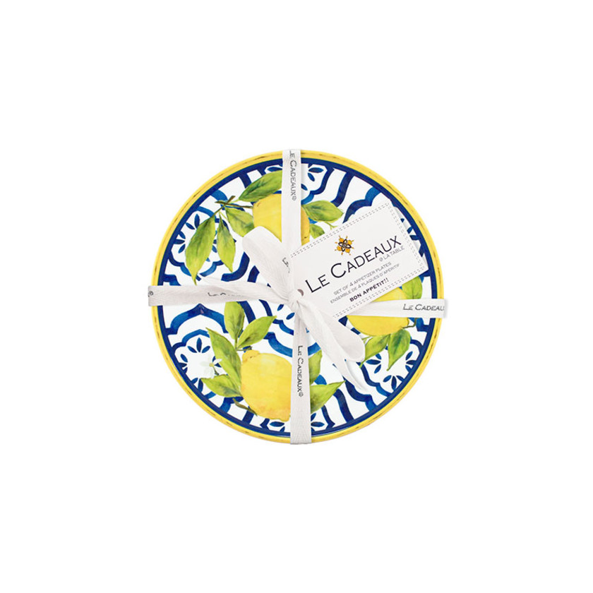 Citrus Melamine Appetizer Plates, Set of 4