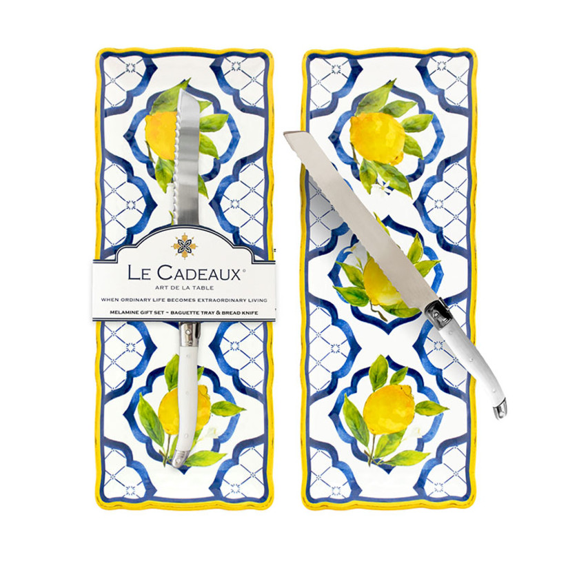 Palermo Melamine Baguette Tray with Laguiole Bread Knife,Palermo