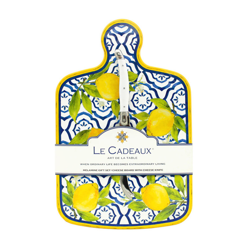 Citrus Melamine Cheese Board with Laguiole Cheese Knife