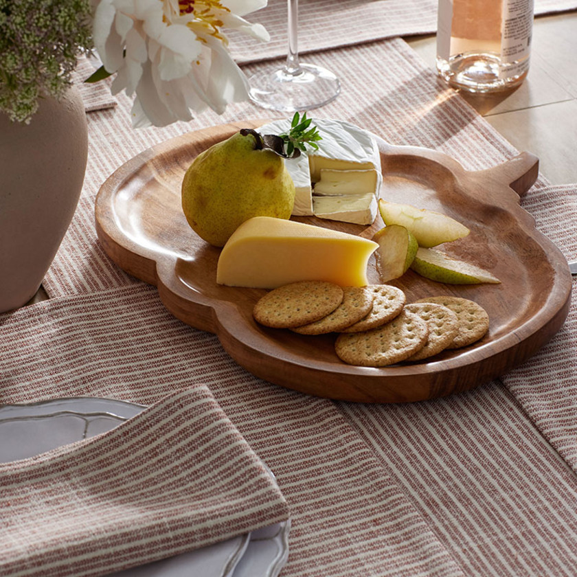 Fall Carved Wood Platter - Pumpkin,