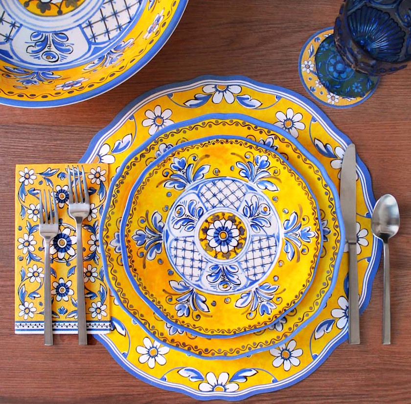 Benidorm Appetizer Plates, Set of 4 - Yellow,Yellow