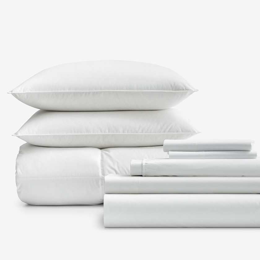 8-Piece Percale & Down Bedding Bundle