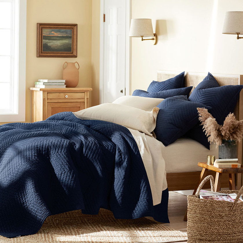 Voile Quilt - Navy Blue, Twin,Navy Blue