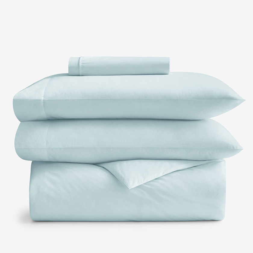 4-Piece Classic Cool Cotton Percale Solid Bedding Bundle