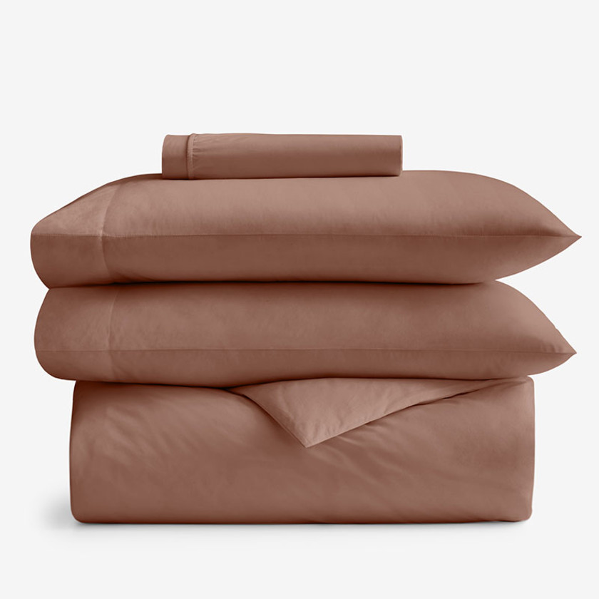 4-Piece Classic Cool Cotton Percale Solid Bedding Bundle