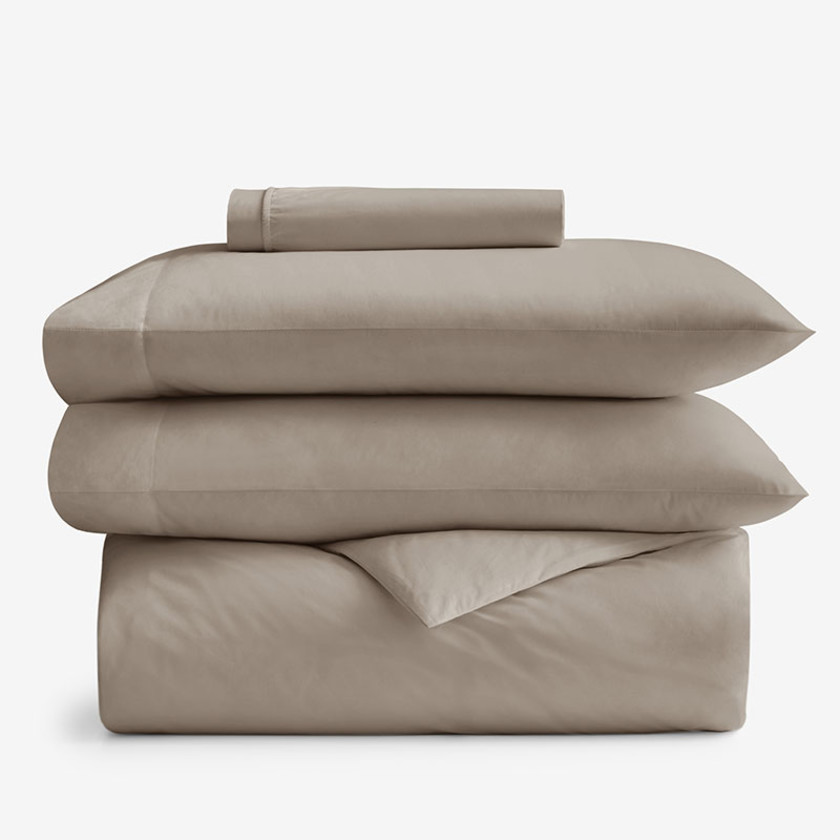 4-Piece Classic Cool Cotton Percale Solid Bedding Bundle