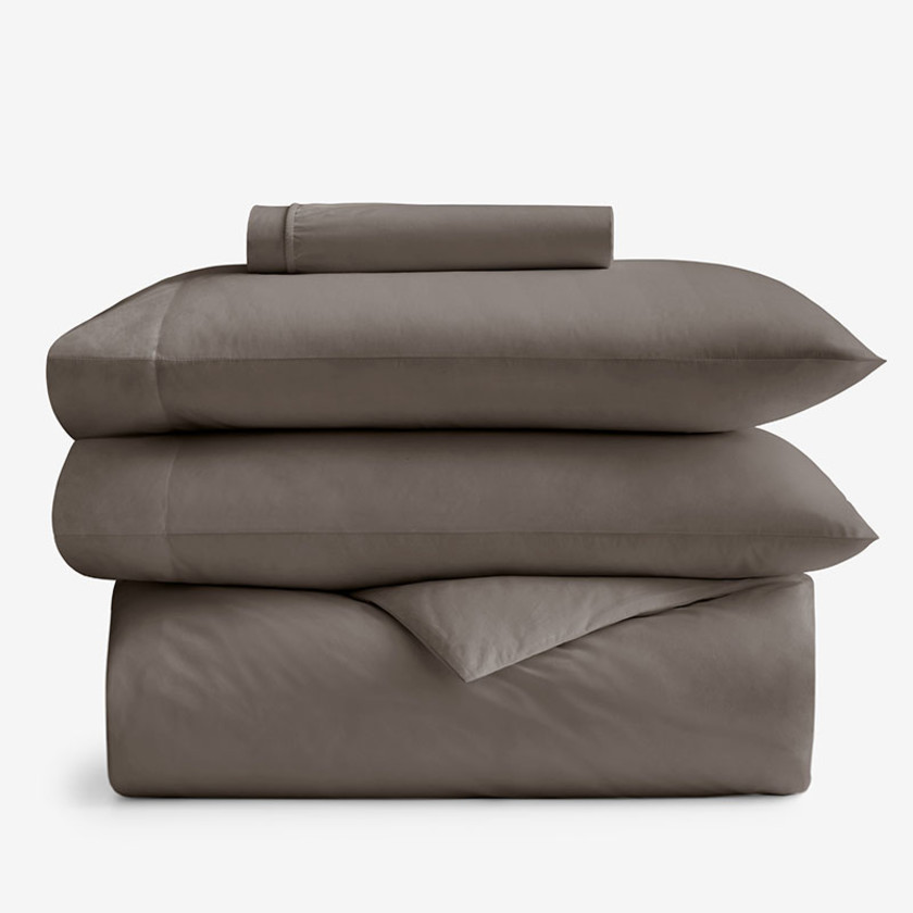 4-Piece Classic Cool Cotton Percale Solid Bedding Bundle