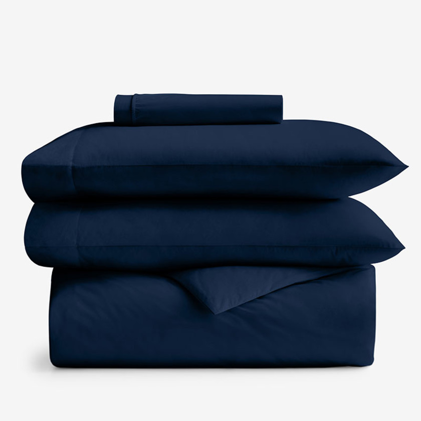 4-Piece Classic Cool Cotton Percale Solid Bedding Bundle