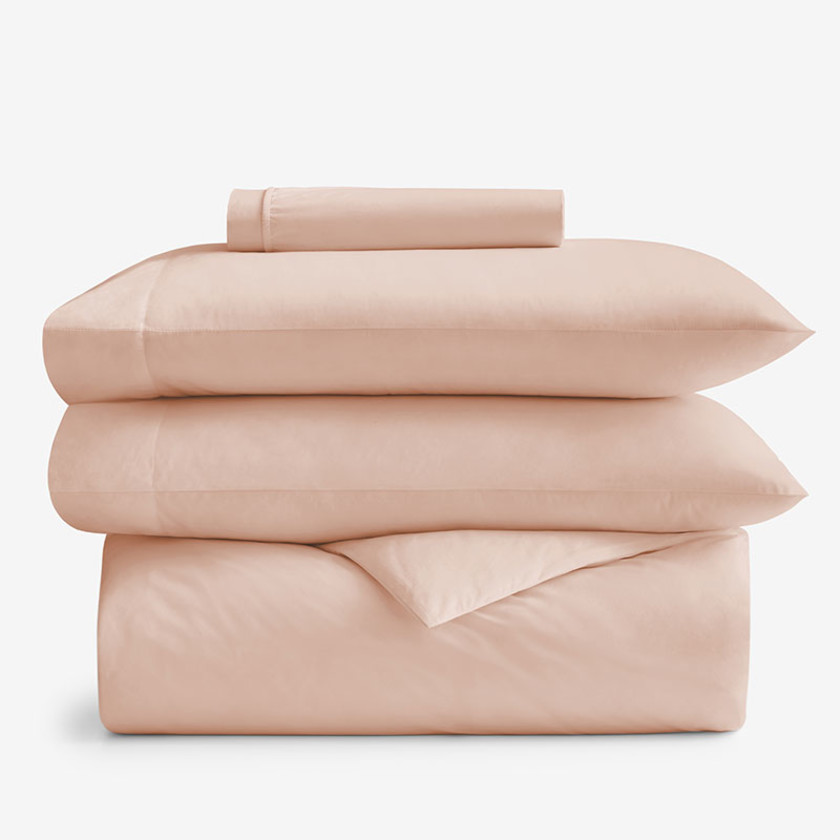 4-Piece Classic Cool Cotton Percale Solid Bedding Bundle