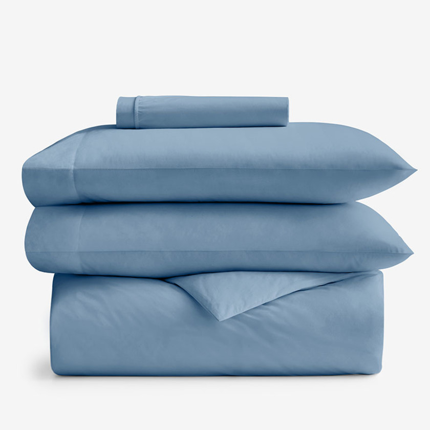 4-Piece Classic Cool Cotton Percale Solid Bedding Bundle