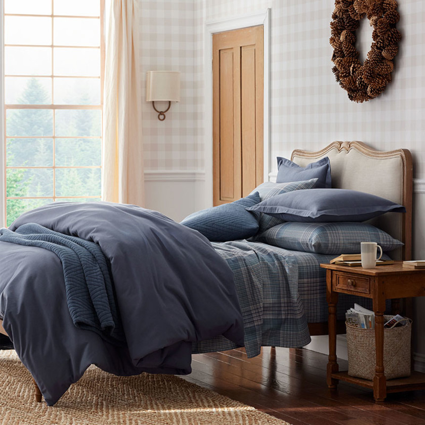Luxe Ultra-Cozy Cotton Velvet Flannel Pillowcase Set Slate Blue, King,Slate Blue