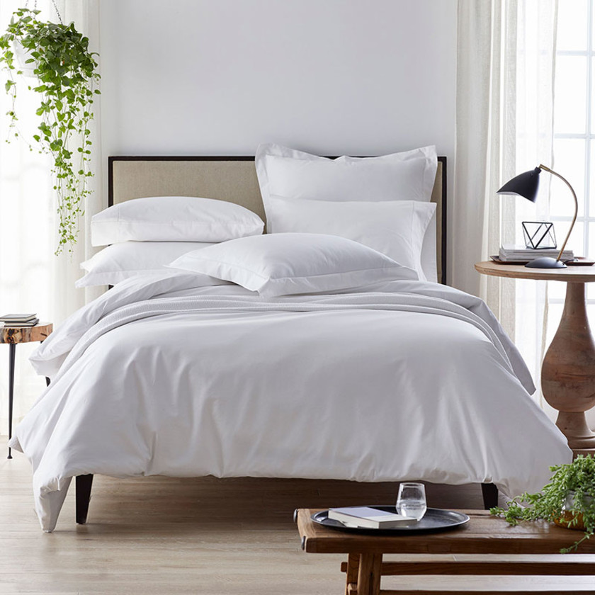Premium Smooth Organic Cotton Sateen Duvet Cover - White, Twin/Twin XL,White